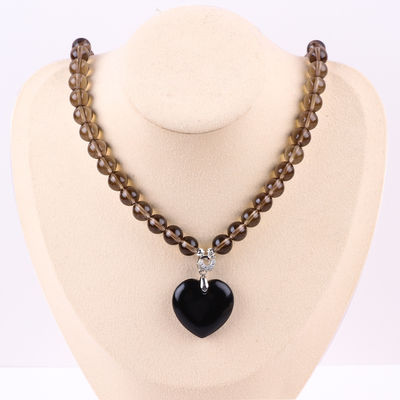 8mm Perlen Zwarte Obsidian Smoky Quartz Kristalsteen Ketting