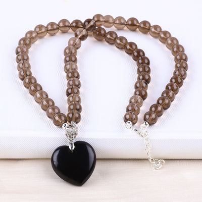 8mm Perlen Zwarte Obsidian Smoky Quartz Kristalsteen Ketting