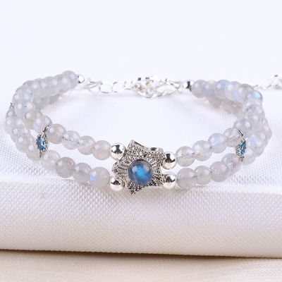 Handgemaakte Moonstone Perled Armband Natuurlijke Moonstone Armband Verstelbare Charms Armband Voor Feest dagelijks dragen