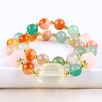 Handgemaakte edelsteen kraan Armband Natuurlijke bloemen Agate Steen Armband Verstelbare amuletten Armband Voor feestdag