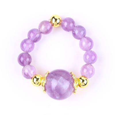 Handgemaakte unieke 4mm Amethyst kristal edelsteen verstelbare elastische ring voor dagelijks gebruik