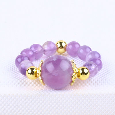 Handgemaakte unieke 4mm Amethyst kristal edelsteen verstelbare elastische ring voor dagelijks gebruik