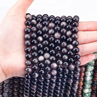 8mm zilver obsidian edelsteen kralen helende kristalsteen kralen voor sieraden maken