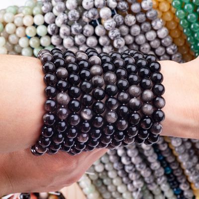 8mm zilver obsidian edelsteen kralen helende kristalsteen kralen voor sieraden maken