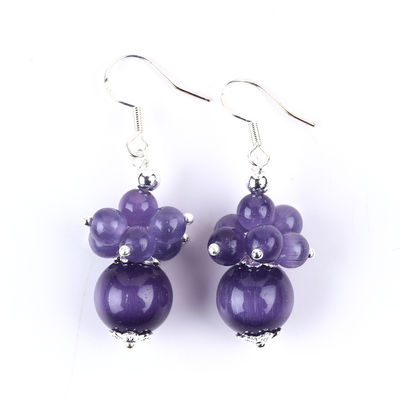 8mm Purple Cat Eye handgemaakte DIY Perlen Dangle Flower Ohrring Uniek Design Ohrring Voor Dagelijks Gebruik