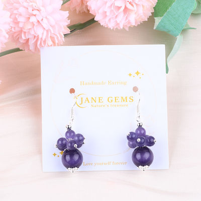 8mm Purple Cat Eye handgemaakte DIY Perlen Dangle Flower Ohrring Uniek Design Ohrring Voor Dagelijks Gebruik