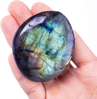 Natuurlijke Labradorite Palmsteen Genezend Gepolijst Pocket Labradorite Rotsstenen Onregelmatige Zorgsteen Angstverlichtend
