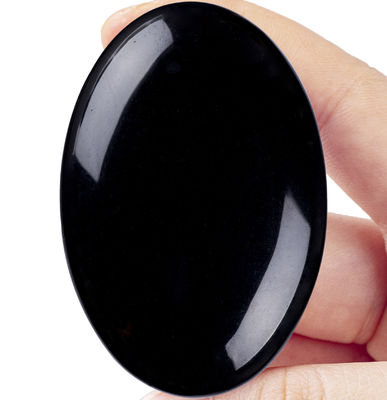 Natuurlijke gepolijste zwarte Obsidian Palmsteen Zwarte Obsidian Pocket Worry Edelsteen Voor het verminderen van stress Huisversiering
