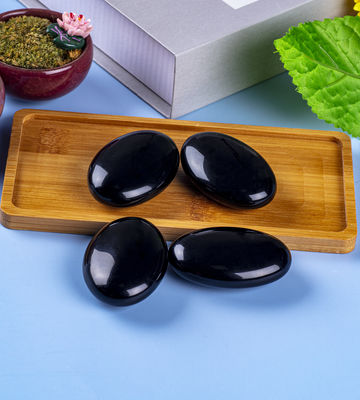 Natuurlijke gepolijste zwarte Obsidian Palmsteen Zwarte Obsidian Pocket Worry Edelsteen Voor het verminderen van stress Huisversiering