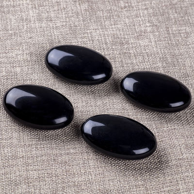 Natuurlijke gepolijste zwarte Obsidian Palmsteen Zwarte Obsidian Pocket Worry Edelsteen Voor het verminderen van stress Huisversiering