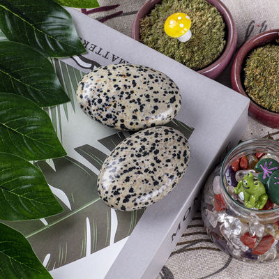 Natuurlijke gepolijste Dalmatische Jaspis Palmsteen Ovalvormige Dalmatische Kristallen Energie Steen voor Gebouw Decoratie