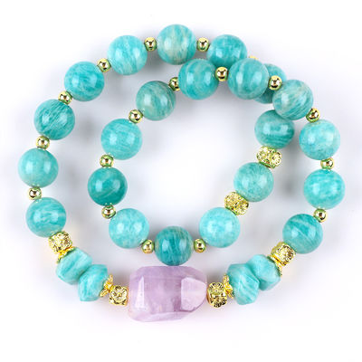 11MM 14MM Tianhe Steen Amethist Kristal Edelsteen Perlen Armbanden 2 laag