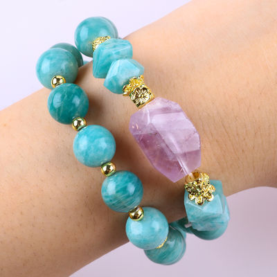 11MM 14MM Tianhe Steen Amethist Kristal Edelsteen Perlen Armbanden 2 laag