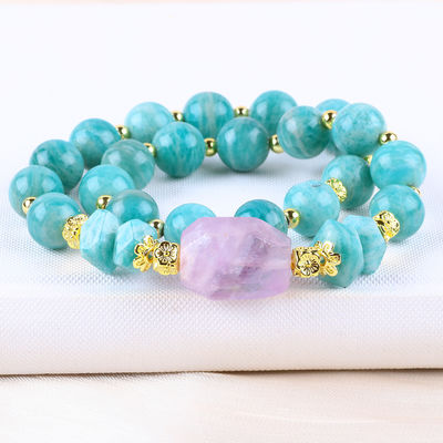 11MM 14MM Tianhe Steen Amethist Kristal Edelsteen Perlen Armbanden 2 laag
