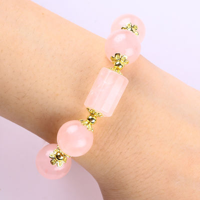 12MM 14MM Roze Rozenkwarts Kristalkristal Perlen Armband Genezende Edelsteen Armbanden