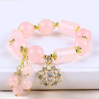 12MM 14MM Roze Rozenkwarts Kristalkristal Perlen Armband Genezende Edelsteen Armbanden