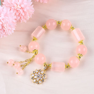 12MM 14MM Roze Rozenkwarts Kristalkristal Perlen Armband Genezende Edelsteen Armbanden