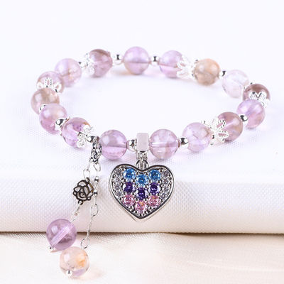 Handgemaakte lavendel Azeztulite Natuursteen Perlen Armband Als Geschenk