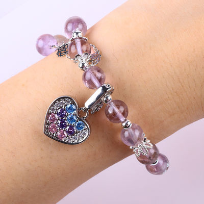 Handgemaakte lavendel Azeztulite Natuursteen Perlen Armband Als Geschenk