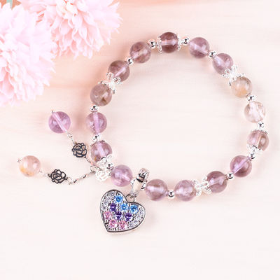Handgemaakte lavendel Azeztulite Natuursteen Perlen Armband Als Geschenk