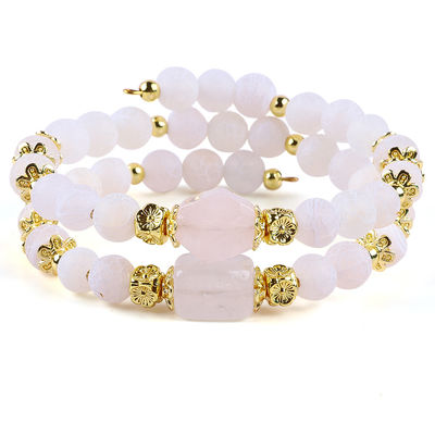 Echte witte witte agate kristalsteen spirituele genezing ronde vorm verstelbare dubbele laag kristal kraal armband