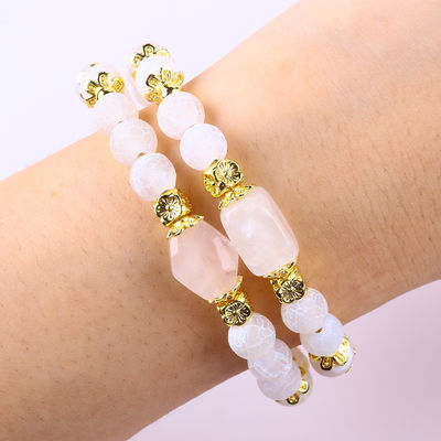 Echte witte witte agate kristalsteen spirituele genezing ronde vorm verstelbare dubbele laag kristal kraal armband