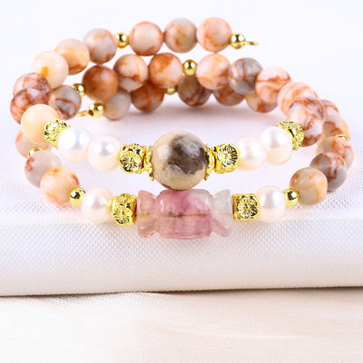 Rood Netwerk Steen Handgemaakte Edelsteen Juwelen Dubbellaag Verstelbare Perlen Armband