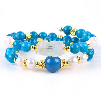 8mm natuurlijke kristallen steen Apatite Genezende kracht Edelsteen Dubbellaag Perlen Verstelbare Armband Voor Juwelen Geschenk