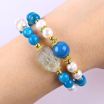 8mm natuurlijke kristallen steen Apatite Genezende kracht Edelsteen Dubbellaag Perlen Verstelbare Armband Voor Juwelen Geschenk