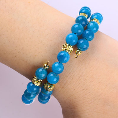 8mm natuurlijke kristallen steen Apatite Genezende kracht Edelsteen Dubbellaag Perlen Verstelbare Armband Voor Juwelen Geschenk