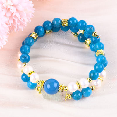 8mm natuurlijke kristallen steen Apatite Genezende kracht Edelsteen Dubbellaag Perlen Verstelbare Armband Voor Juwelen Geschenk