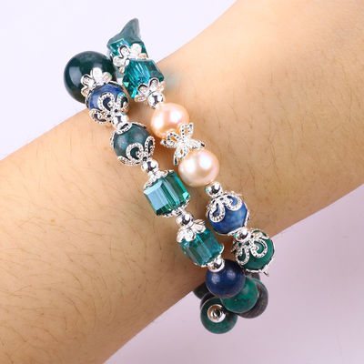 Unicorn Carving Verstelbaar 2 laag Azurite Steen Kristal Armband
