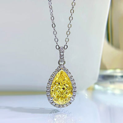 Geel edelsteen decoratie waterdruppel hanger halsketting mode zircon sieraden