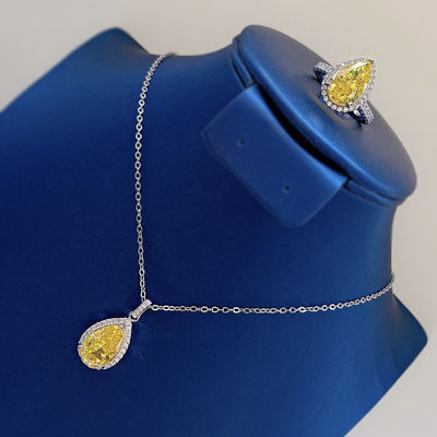 Geel edelsteen decoratie waterdruppel hanger halsketting mode zircon sieraden