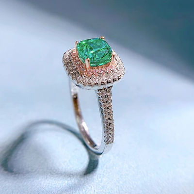 Groene vierkantvormige edelsteen Zircon trouwringen voor vrouwen