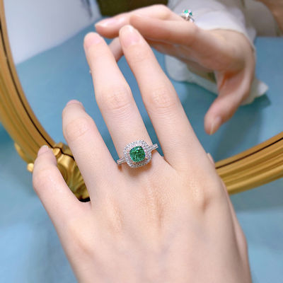 Groene vierkantvormige edelsteen Zircon trouwringen voor vrouwen