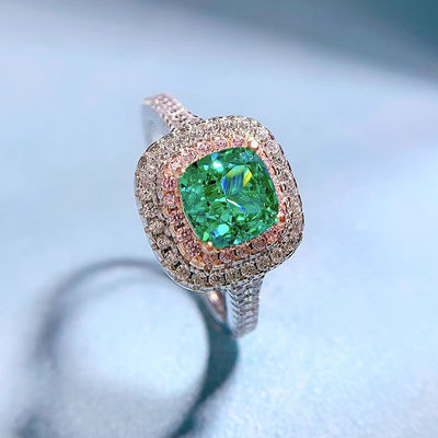 Groene vierkantvormige edelsteen Zircon trouwringen voor vrouwen
