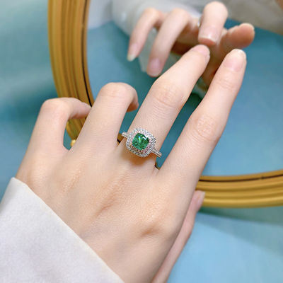 Groene vierkantvormige edelsteen Zircon trouwringen voor vrouwen