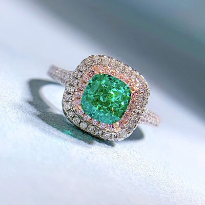 Groene vierkantvormige edelsteen Zircon trouwringen voor vrouwen