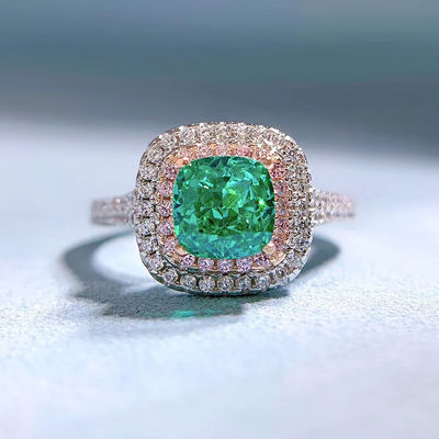 Groene vierkantvormige edelsteen Zircon trouwringen voor vrouwen