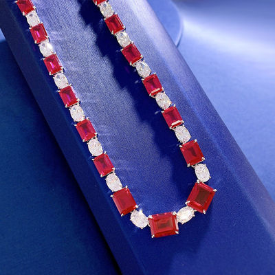 Luxe bruids ketting met roze / groene edelstenen ketting voor bruiloft en cadeau