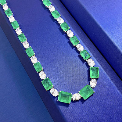 Luxe bruids ketting met roze / groene edelstenen ketting voor bruiloft en cadeau