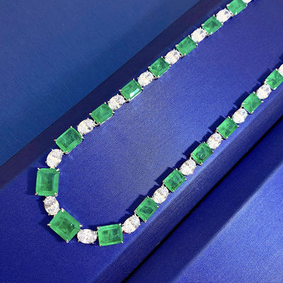 Luxe bruids ketting met roze / groene edelstenen ketting voor bruiloft en cadeau