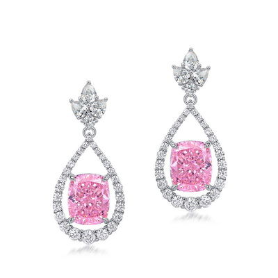 Stijlvolle 925 Sterling zilver roze edelsteen ovale halo oorbellen