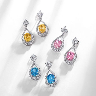 Stijlvolle 925 Sterling zilver roze edelsteen ovale halo oorbellen