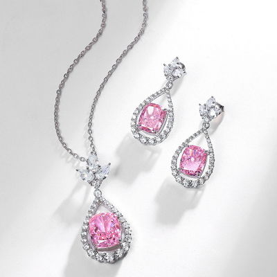 Stijlvolle 925 Sterling zilver roze edelsteen ovale halo oorbellen