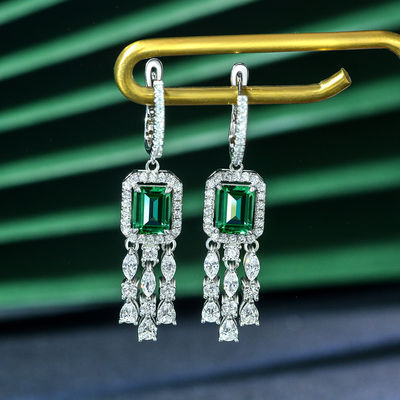 Groene edelsteen kubische zirconia lange drop oorbellen voor het huwelijk