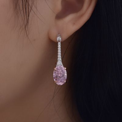 925 Sterling zilver Zircon lange ovale oorbellen aangepaste kleur