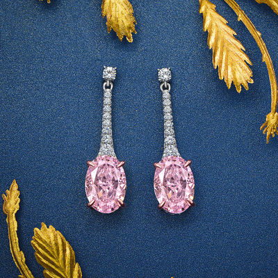 925 Sterling zilver Zircon lange ovale oorbellen aangepaste kleur