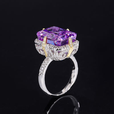 Paarse / Aqua Blauwe / Gele edelsteen 925 Sterling zilver Zircon Bruidsverlovingsring